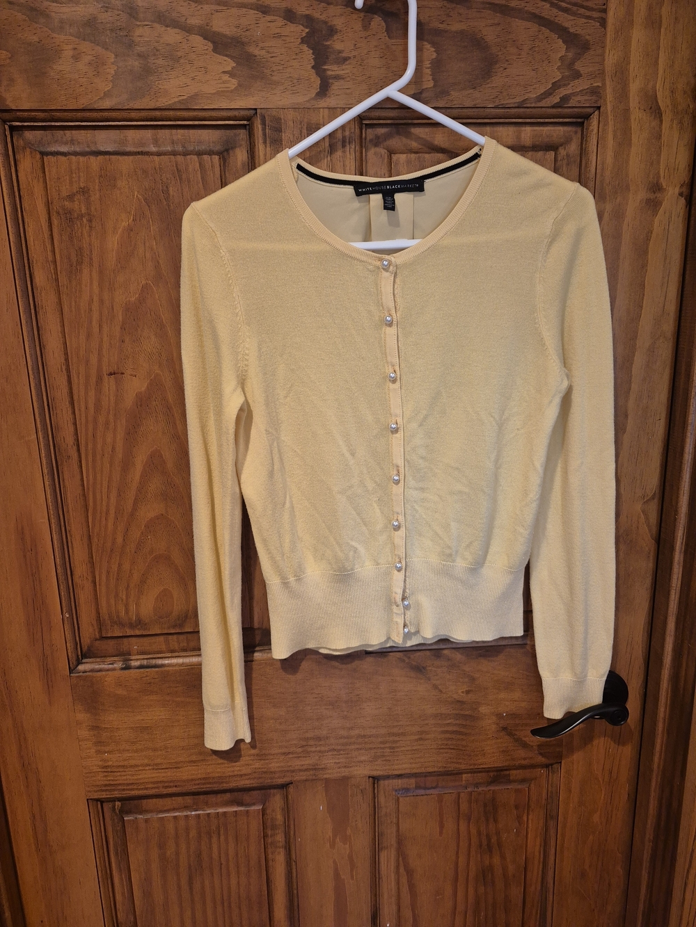 White House Black Market Pale Yellow Button-Up Cardigan
